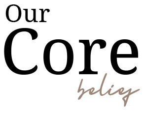 Banner displaying text "our core belief" at Youth Skin RX